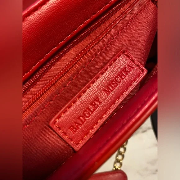 BADGLEY MISCHKA Red studs quilted crossbody purse - Picture 4 of 4